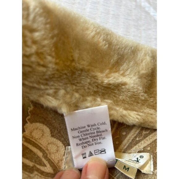 Coldwater Creek Womens Faux Fur Trimmed Sleeveless Vest Beige/Tan Medium - Picture 9 of 9